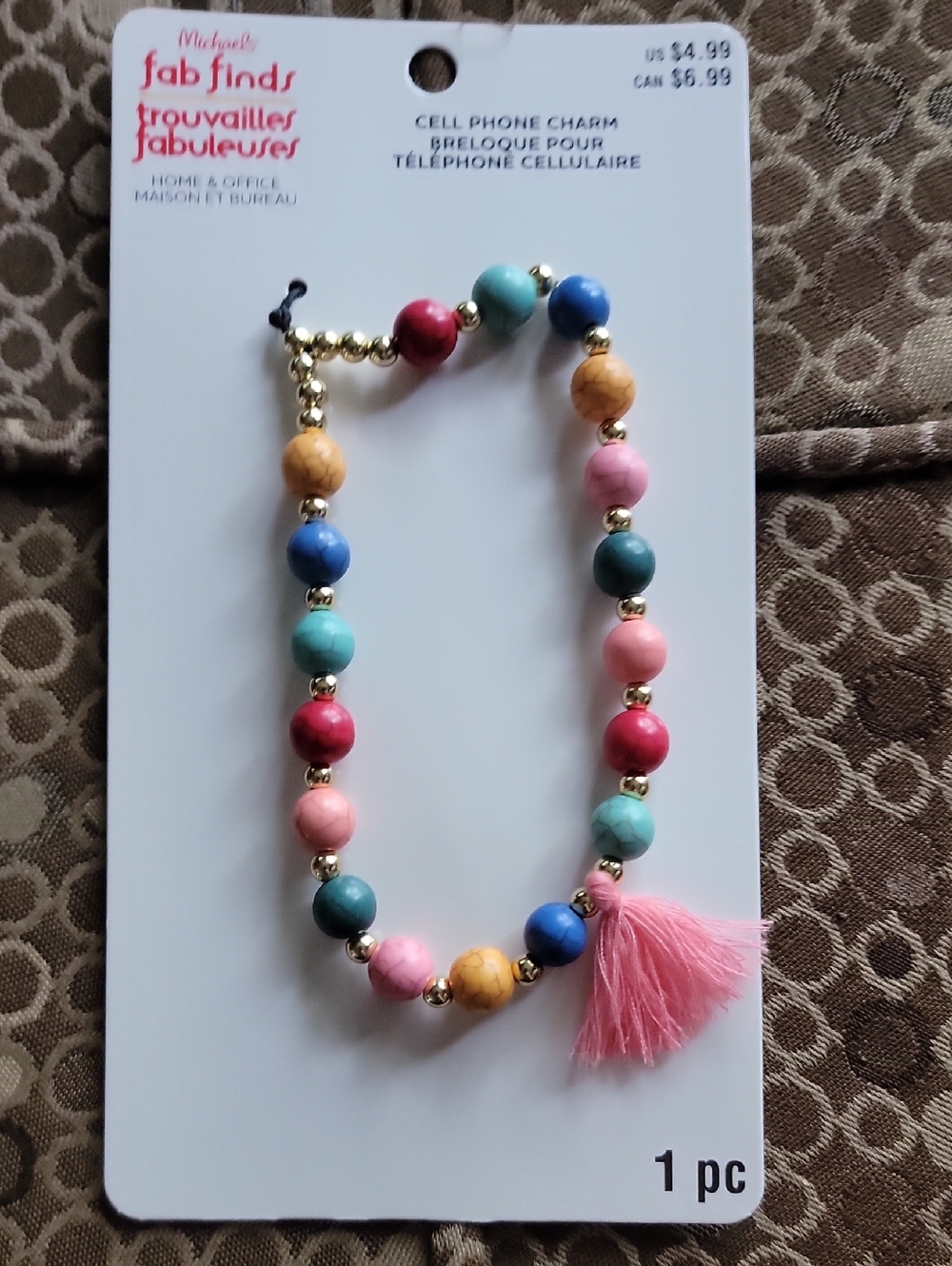 Cell Phone Charm Beaded Tassel - Pink Multi